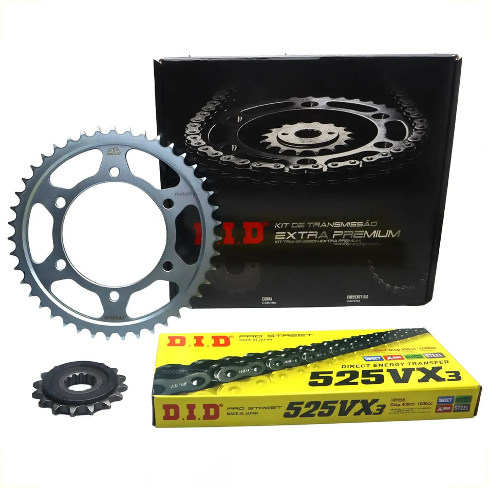KIT DE ARRASTRE YAMAHA MT 07 - TRACER 700 - 43T/16T - 525VX3-108ZB JAPON - C/XRING - EXTRA PREMIUM - DID