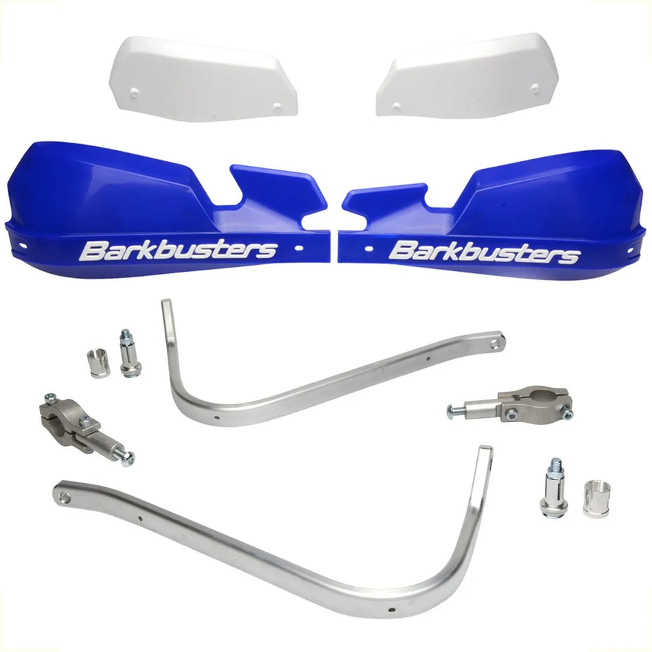 CUBRE PUÑOS ALUMINIO VPS PARA MANUBRIO ESTANDAR 22MM - UNIVERSAL - AZUL/BLANCO - BARKBUSTERS