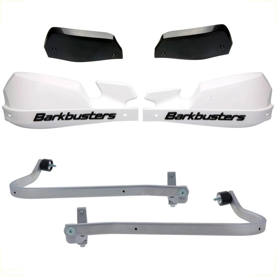 CUBRE PUÑOS ALUMINIO ROYAL ENFIELD HIMALAYAN 450 - GUERRILLA 450 - BLANCO/NEGRO [INCLUYE PLASTICOS VPS] - BARKBUSTERS