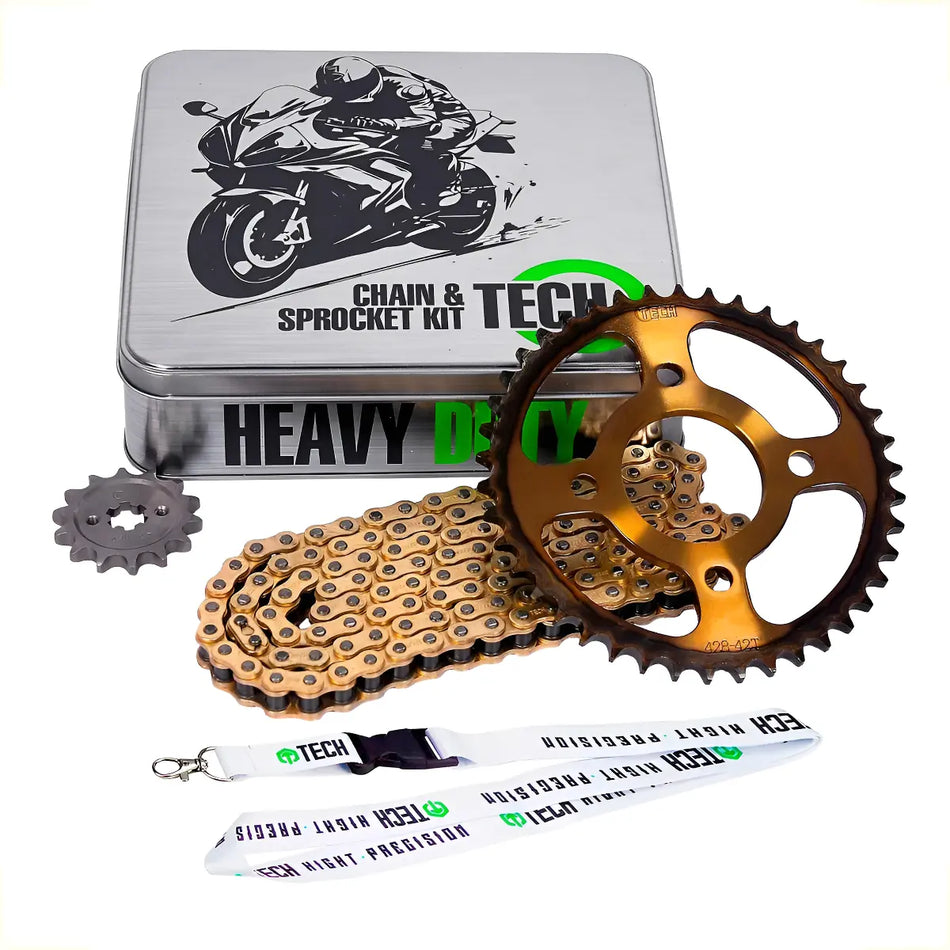 KIT DE ARRASTRE BAJAJ BM 150 BOXER - DISCOVER 125 - REFORZADO - GOLD - TECH