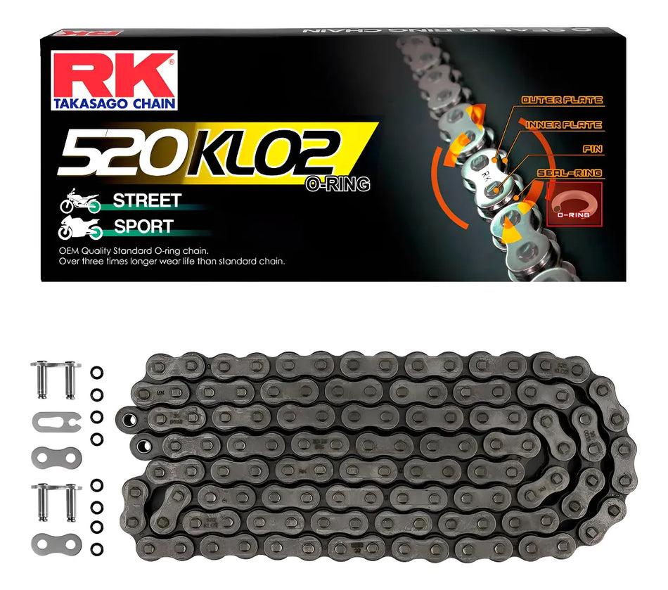 CADENA MOTOCROSS ENDURO 520 KLO X 120L CON ORING NEGRA - RK