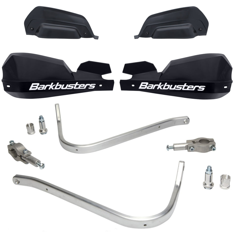 CUBRE PUÑOS ALUMINIO KAWASAKI KLR 650 - KLX 450R - KX 125/150 - HONDA XR - AFRICA TWIN 750 - CRF 250X/250L/250F/450X - XRE 300 - SUZUKI DRZ 400 - DR 650SE/350 - Y XTZ 125/150/250 - TTR 125/230 - NEGRO/BLANCO (INCLUYE PLASTICOS VPS) - BARKBUSTERS