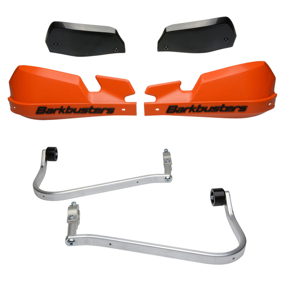 CUBRE PUÑOS ALUMINIO KAWASAKI VERSYS 650 06-25 - NARANJA/NEGRO (INCLUYE PLASTICOS VPS) - BARKBUSTERS