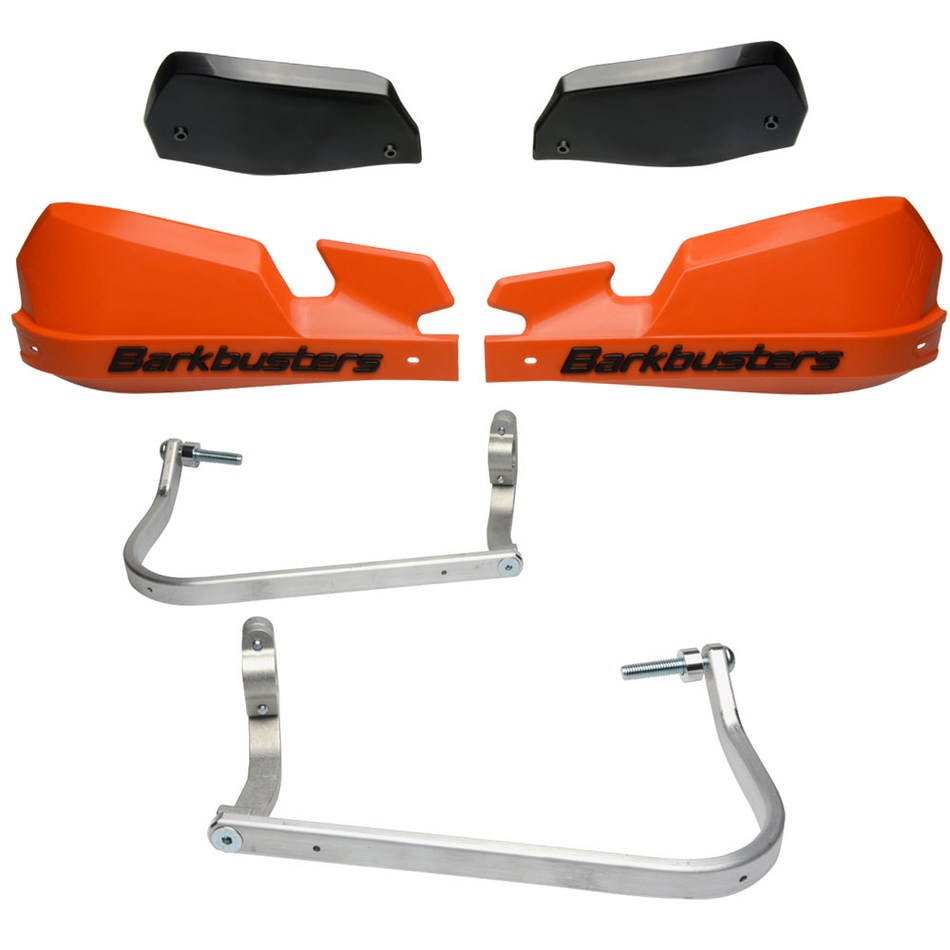 CUBRE PUÑOS ALUMINIO BMW R 1200 GS LC 13-18 - R 1200 GS LC ADVENTURE 14-19 - S 1000 XR - R 1200 R 15-18 - R 1250 R 19-24 - NARANJA/NEGRO [INCLUYE PLASTICOS VPS] - BARKBUSTERS