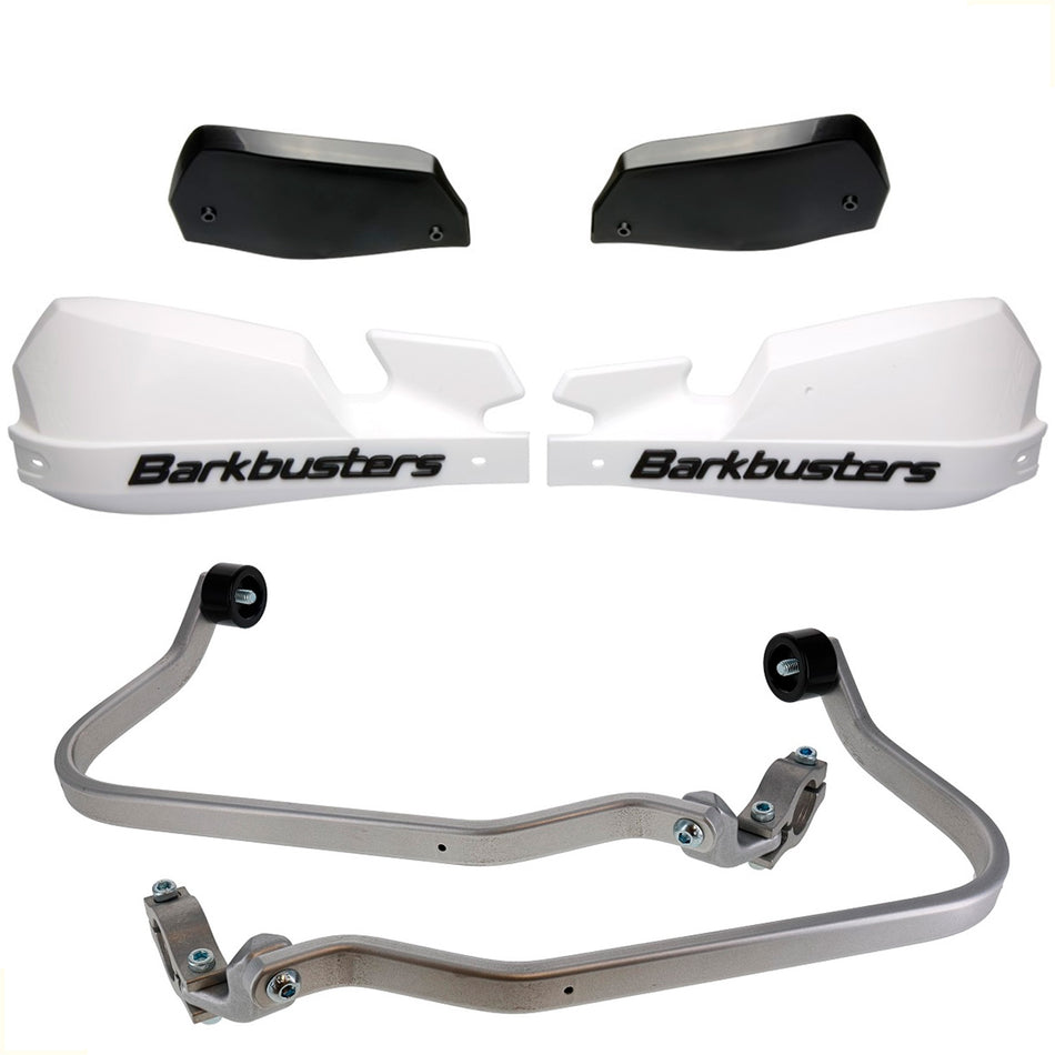 CUBRE PUÑOS ALUMINIO KAWASAKI KLZ VERSYS 1000 19-25 - BLANCO/NEGRO [INCLUYE PLASTICOS VPS] - BARKBUSTERS