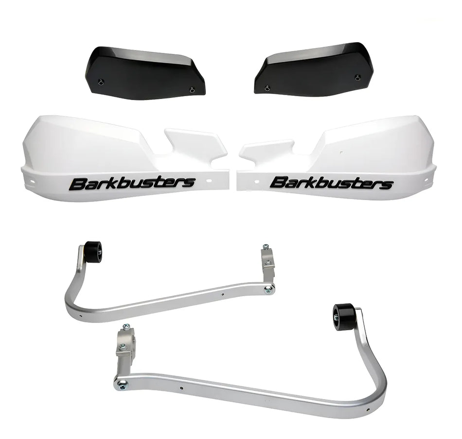 CUBRE PUÑOS ALUMINIO KAWASAKI VERSYS 650 06-25 - BLANCO/NEGRO [INCLUYE PLASTICOS VPS] - BARKBUSTERS