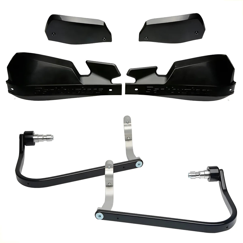 CUBRE PUÑOS ALUMINIO KTM DUKE 200/250/390 - HONDA CB 500F 13-18 - CB 500X 16-18 - CB 650F/R - BMW F 700/800 GS - F 800 GS ADVENTURE 16-18 - ROYAL ENFIELD HUNTER 350 - NEGRO/NEGRO [INCLUYE PLASTICOS VPS] - BARKBUSTERS