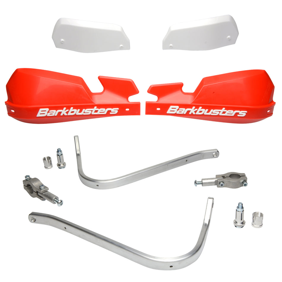 CUBRE PUÑOS ALUMINIO DUCATI SCRAMBLER 800 - CLASSIC - ICON - URBAN - ENDURO - ROJO/BLANCO [INCLUYE PLASTICOS VPS] - BARKBUSTERS