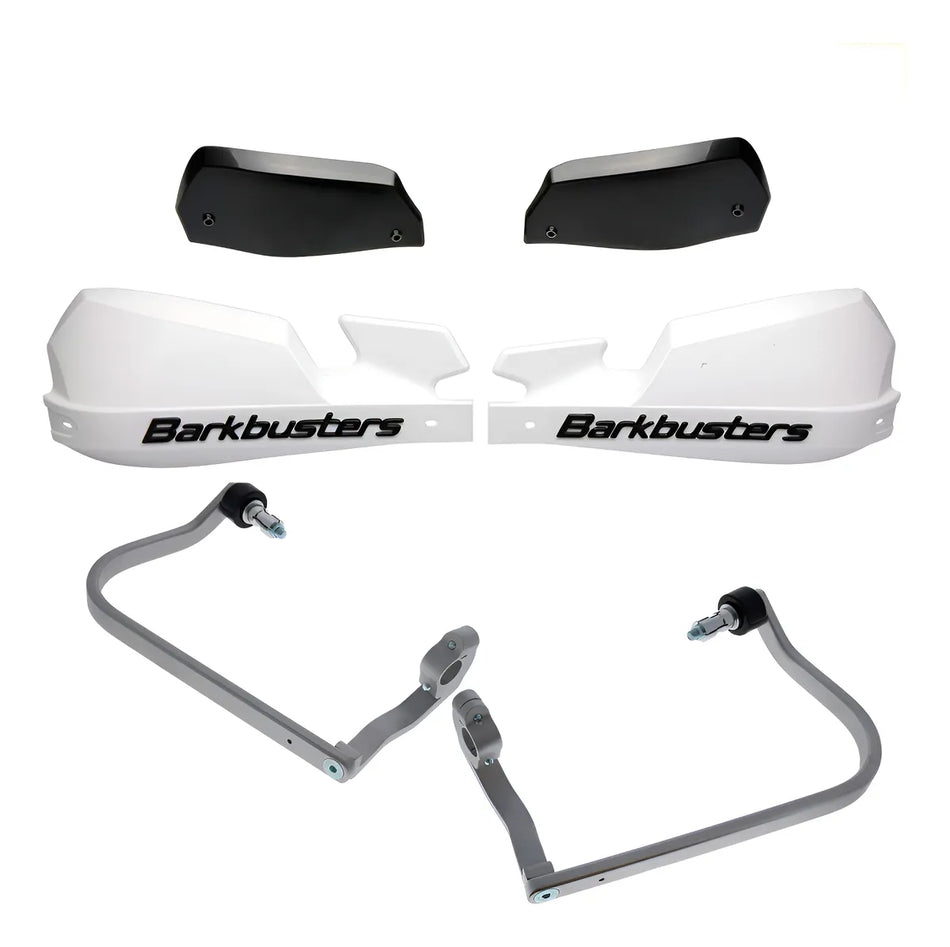 CUBRE PUÑOS ALUMINIO SUZUKI V-STROM 250 - V-STROM XT 1050 - BLANCO/NEGRO [INCLUYE PLASTICOS VPS] - BARKBUSTERS
