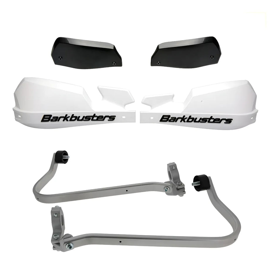 CUBRE PUÑOS ALUMINIO KAWASAKI KLR 650 G3 22-25 - BLANCO/NEGRO [INCLUYE PLASTICOS VPS] - BARKBUSTERS