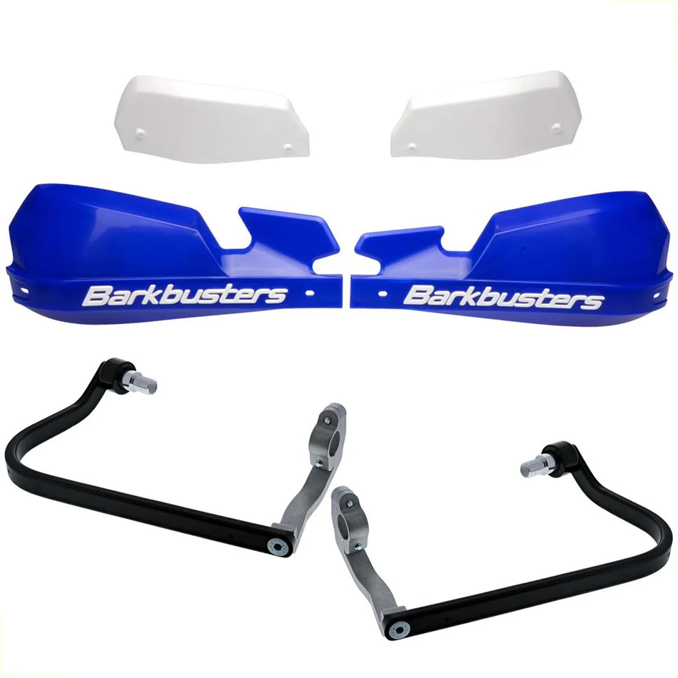 CUBRE PUÑOS ALUMINIO YAMAHA MT 07 21-25 - MT 09 SP 18-20 - XSR 900 16-21 - MT 09 TRACER 14-20 - MT 09 13-20 - CF MOTO 450 NK - AZUL/BLANCO [INCLUYE PLASTICOS VPS] - BURKBUSTERS