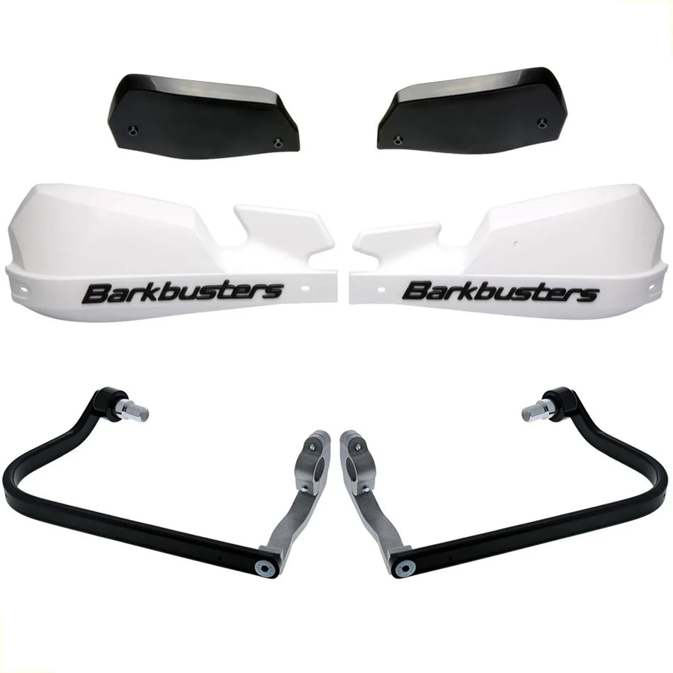 CUBRE PUÑOS ALUMINIO YAMAHA MT 07 21-25 - MT 09 SP 18-20 - XSR 900 16-21 - MT 09 TRACER 14-20 - MT 09 13-20 - CF MOTO 450 NK - BLANCO/NEGRO [INCLUYE PLASTICOS VPS] - BURKBUSTERS