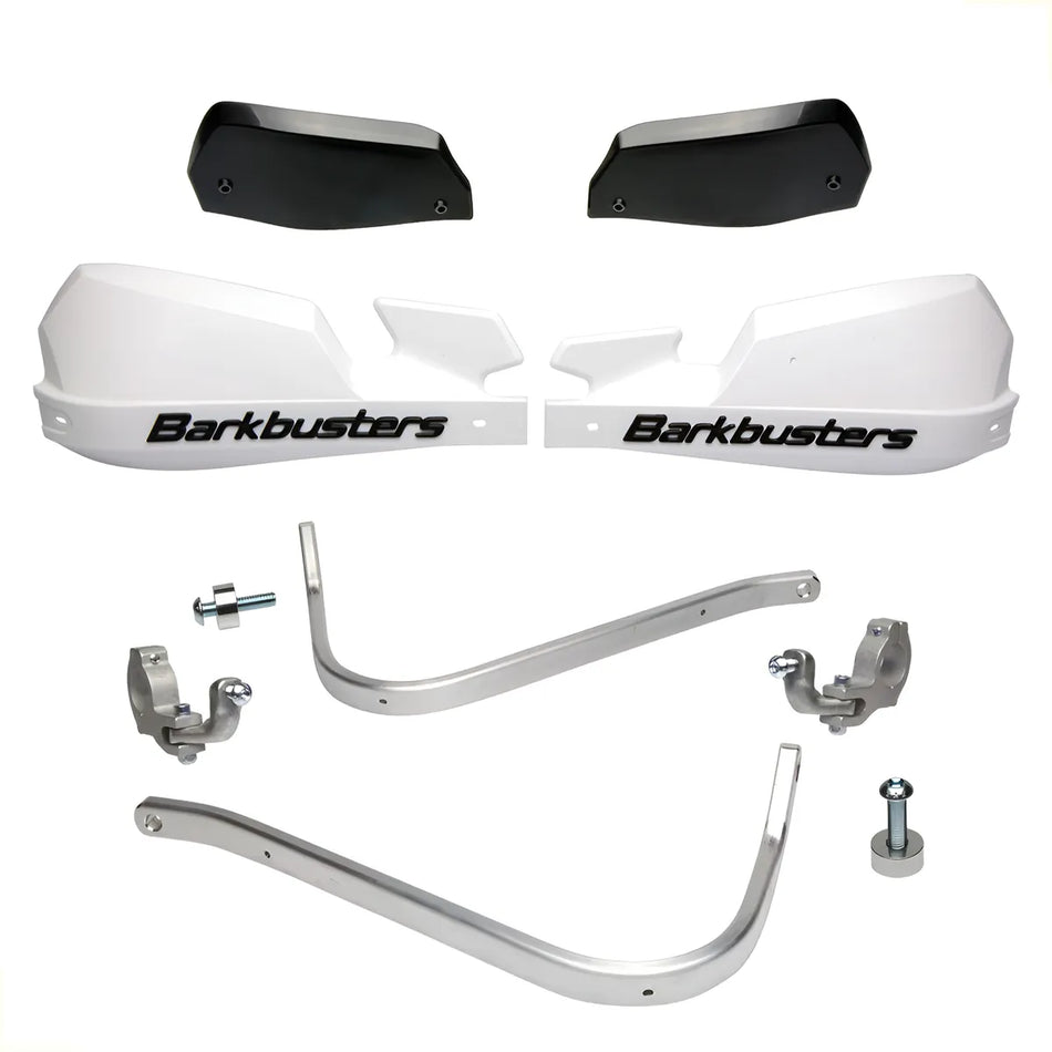 CUBRE PUÑOS ALUMINIO KTM 790/890/1090/1190 ADVENTURE - 1290 SUPER ADVENTURE 15-20 - HUSQVARNA 901 NORDEN - BLANCO/NEGRO [INCLUYE PLASTICOS VPS] - BARKBUSTERS