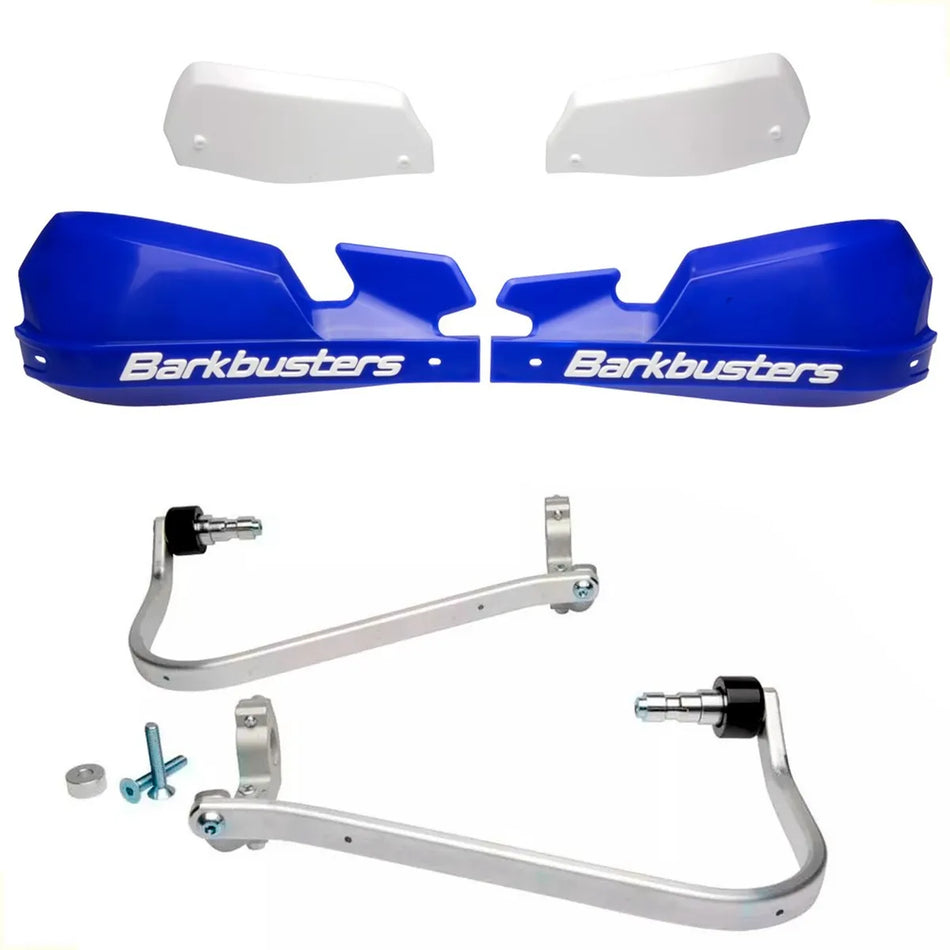 CUBRE PUÑOS ALUMINIO BMW G 310 GS - SUZUKI DL V-STROM 1000/650 - HONDA NC 700/750X - CB 500X 13-15 - XL 1000 V VARADERO - VFR CROSSTOURER 1200 X - KAWASAKI KLZ VERSYS 1000 12-14 - AZUL/BLANCO [INCLUYE PLASTICOS VPS] - BARKBUSTERS