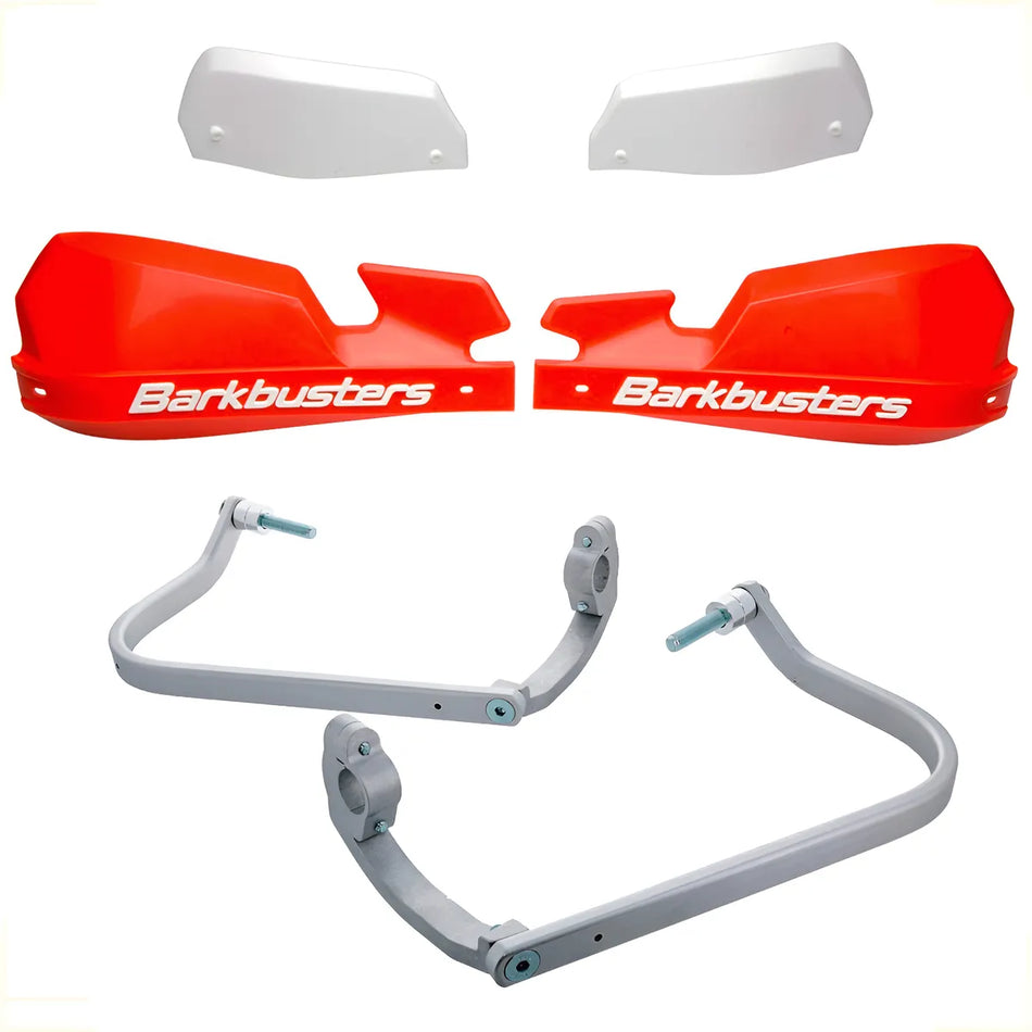 CUBRE PUÑOS ALUMINIO BMW F 750 GS - F 850 GS - R 1250 GS - R 1250 GS ADVENTURE - ROJO/BLANCO [INCLUYE PLASTICOS VPS] - BARKBUSTERS