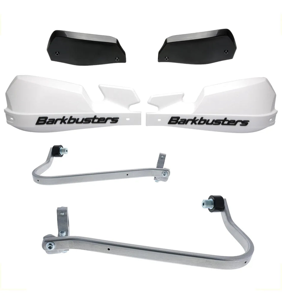 CUBRE PUÑOS ALUMINIO APRILIA TUAREG 660 - BLANCO/NEGRO [INCLUYE PLASTICOS VPS] - BARKBUSTERS