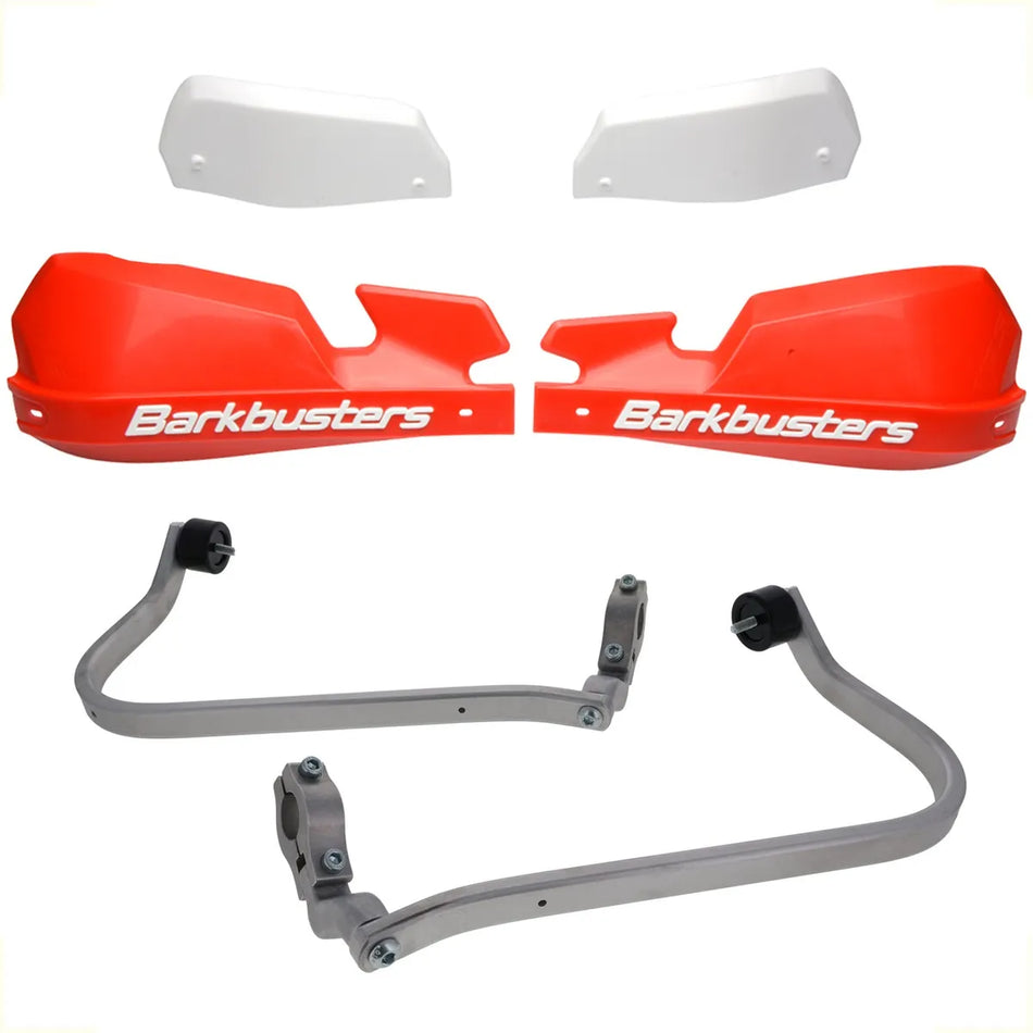 CUBRE PUÑOS ALUMINIO TRIUMPH SCRAMBLER 400 X - ROJO/BLANCO [INCLUYE PLASTICOS VPS] - BARKBUSTERS
