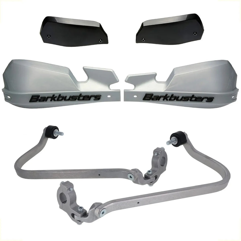 CUBRE PUÑOS ALUMINIO BMW F 800 GS 24-25 - PLATEADO/NEGRO [INCLUYE PLASTICOS VPS] - BARKBUSTERS