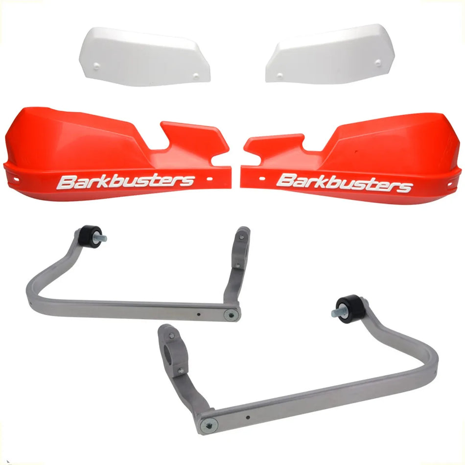 CUBRE PUÑOS ALUMINIO SUZUKI V-STROM 1050 DE - ROJO/BLANCO [INCLUYE PLASTICOS VPS] - BARKBUSTERS