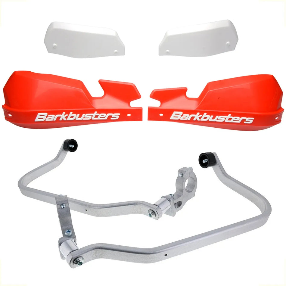 CUBRE PUÑOS ALUMINIO TRIUMPH SCRAMBLER 1200 XC - ROJO/BLANCO [INCLUYE PLASTICOS VPS] - BARKBUSTERS