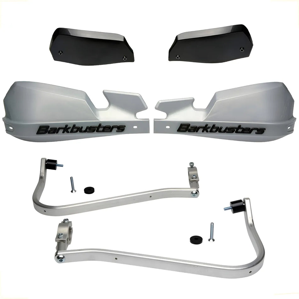 CUBRE PUÑOS ALUMINIO TRIUMPH TIGER 800  [TODAS LAS VERSIONES] - PLATEADO/NEGRO [INCLUYE PLASTICOS VPS] - BARKBUSTERS