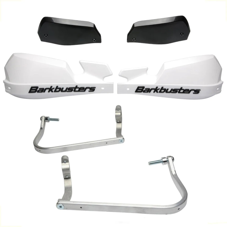 CUBRE PUÑOS ALUMINIO BMW R 1200 GS LC 13-18 - R 1200 GS LC ADVENTURE 14-19 - S 1000 XR - R 1200 R 15-18 - R 1250 R 19-24 - BLANCO/NEGRO [INCLUYE PLASTICOS VPS] - BARKBUSTERS