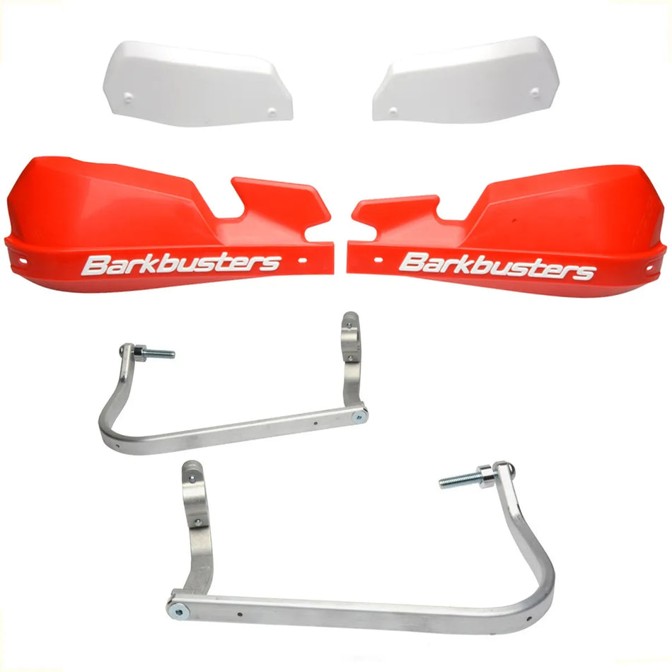 CUBRE PUÑOS ALUMINIO BMW R 1200 GS LC 13-18 - R 1200 GS LC ADVENTURE 14-19 - S 1000 XR - R 1200 R 15-18 - R 1250 R 19-24 - ROJO/BLANCO [INCLUYE PLASTICOS VPS] - BARKBUSTERS
