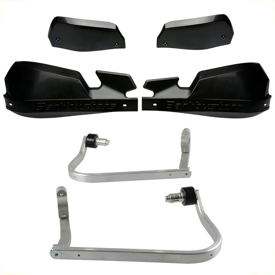 CUBRE PUÑOS ALUMINIO CF MOTO 450/650/800 MT - KAWASAKI VERSYS-X 300 - NEGRO/NEGRO [INCLUYE PLASTICOS VPS] - BARKBUSTERS