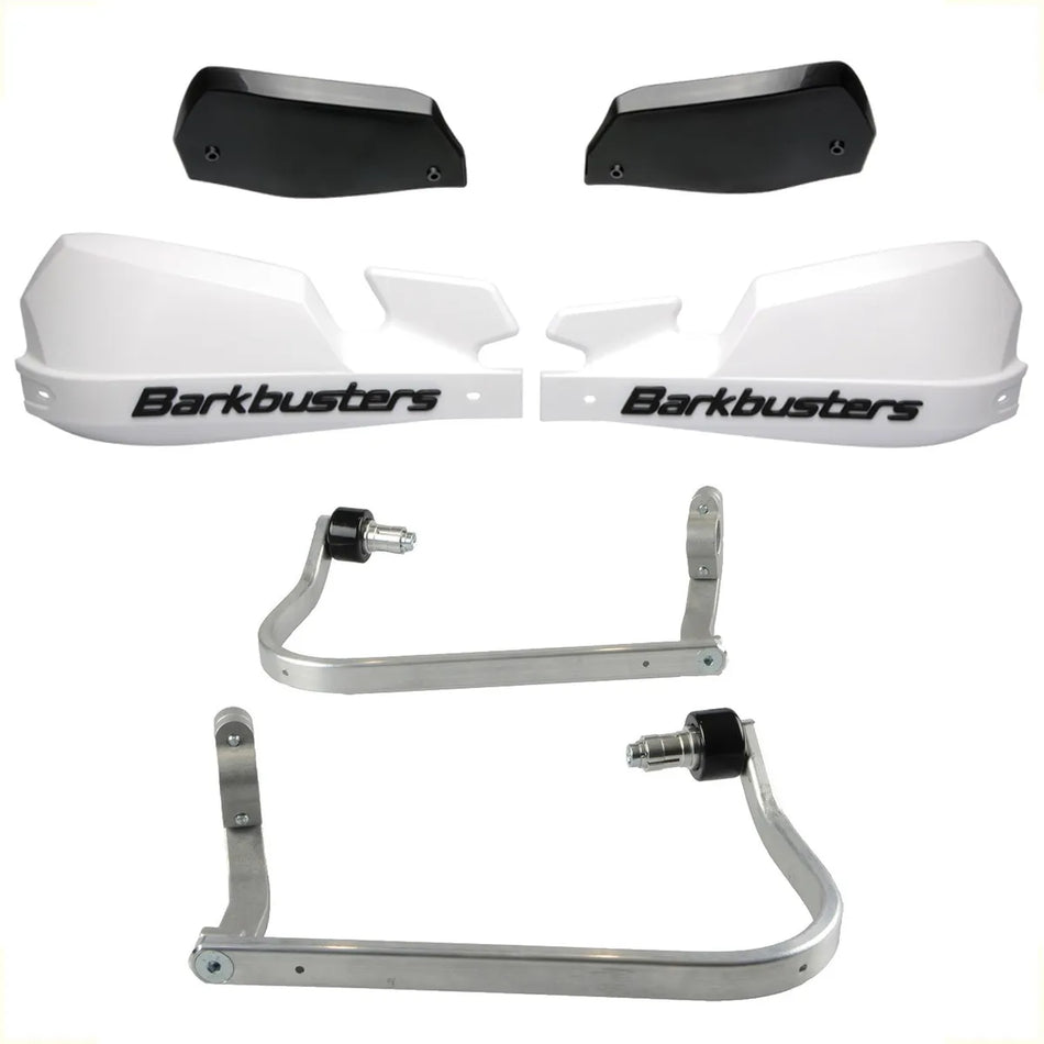 CUBRE PUÑOS ALUMINIO CF MOTO 450/650/800 MT - KAWASAKI VERSYS-X 300 - BLANCO/NEGRO [INCLUYE PLASTICOS VPS] - BARKBUSTERS