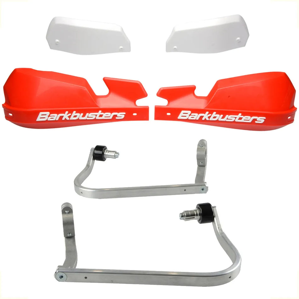 CUBRE PUÑOS ALUMINIO CF MOTO 450/650/800 MT - KAWASAKI VERSYS-X 300 - ROJO/BLANCO [INCLUYE PLASTICOS VPS] - BARKBUSTERS