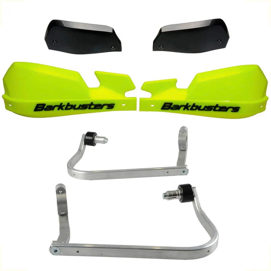 CUBRE PUÑOS ALUMINIO CF MOTO 450/650/800 MT - KAWASAKI VERSYS-X 300 - AMARILLO FLUO/NEGRO [INCLUYE PLASTICOS VPS] - BARKBUSTERS