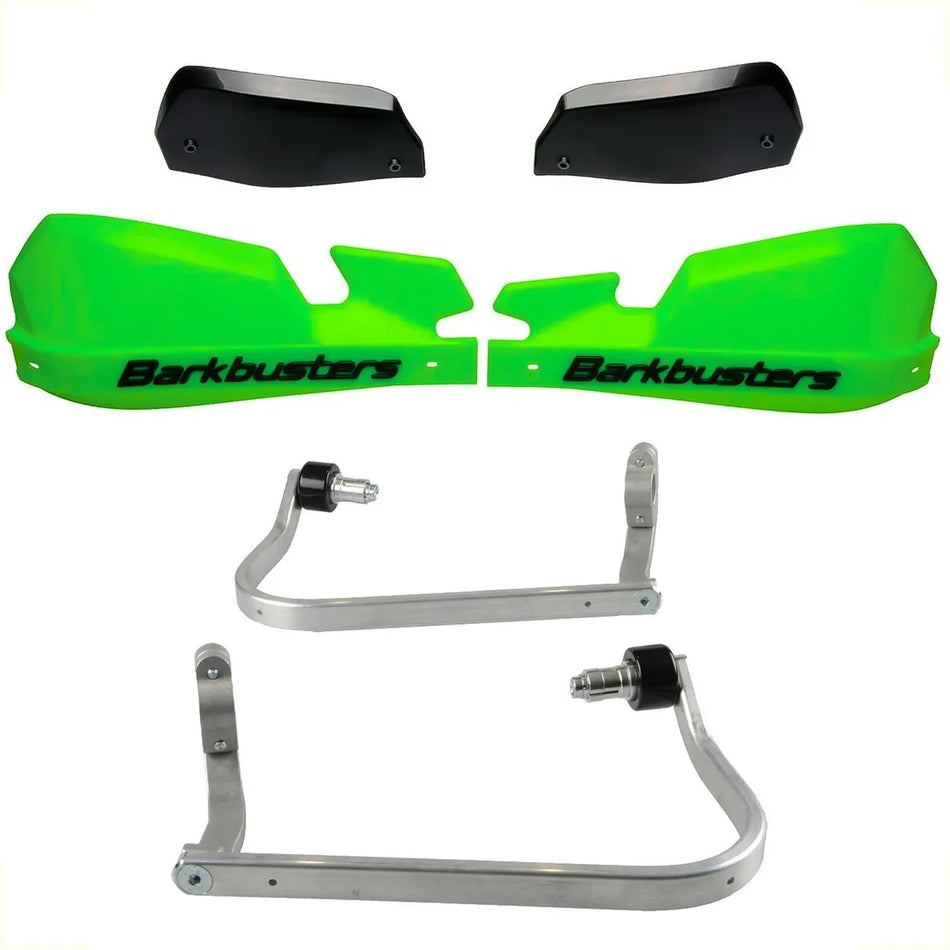 CUBRE PUÑOS ALUMINIO CF MOTO 450/650/800 MT - KAWASAKI VERSYS-X 300 - VERDE/NEGRO [INCLUYE PLASTICOS VPS] - BARKBUSTERS