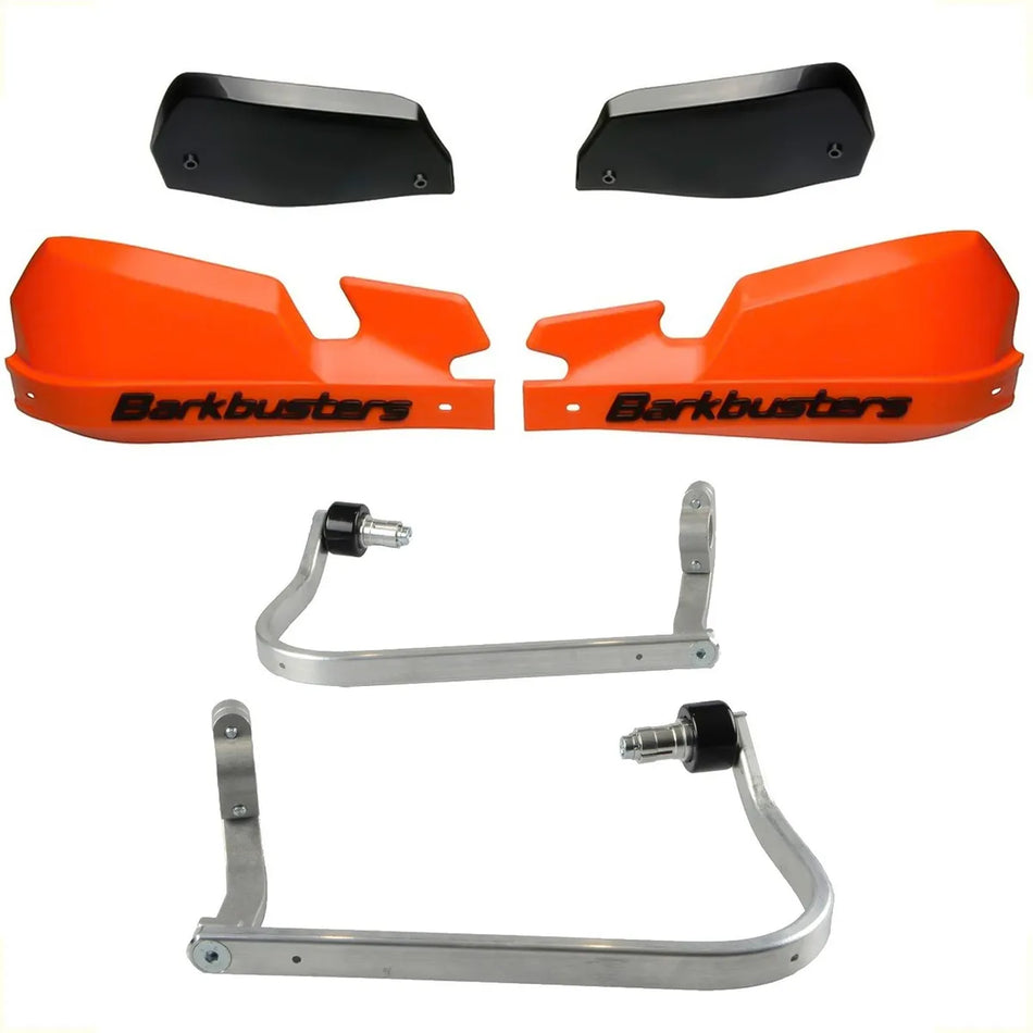 CUBRE PUÑOS ALUMINIO CF MOTO 450/650/800 MT - KAWASAKI VERSYS-X 300 - NARANJA/NEGRO [INCLUYE PLASTICOS VPS] - BARKBUSTERS