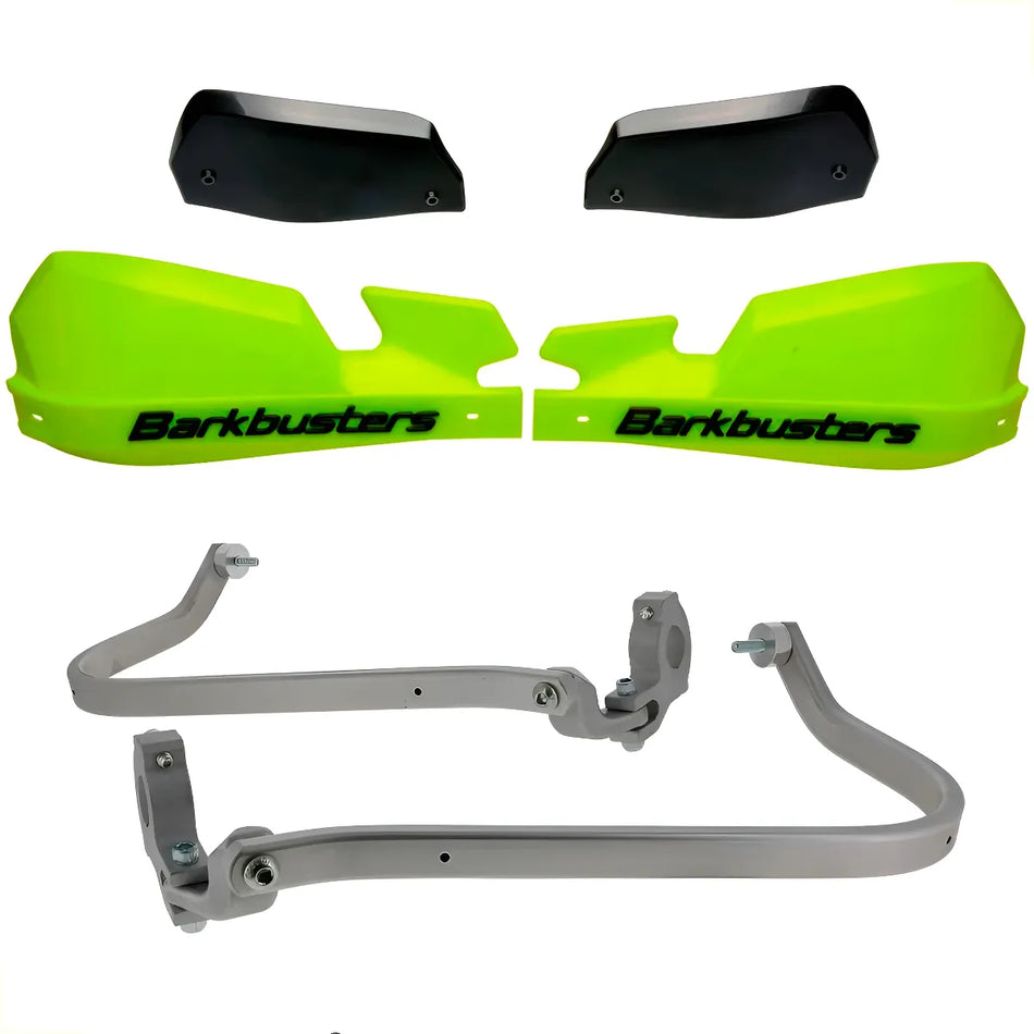 CUBRE PUÑOS ALUMINIO KTM 390 ADVENTURE - ROYAL ENFIELD HIMALAYAN 16-21 - BAJAJ DOMINAR 400 - YAMAHA XT 660R - AMARILLO FLUO/NEGRO [INCLUYE PLASTICOS VPS] - BARKBUSTERS