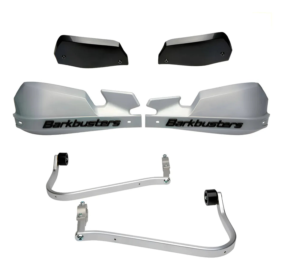 CUBRE PUÑOS ALUMINIO KAWASAKI VERSYS 650 06-25 - PLATEADO/NEGRO [INCLUYE PLASTICOS VPS] - BARKBUSTERS