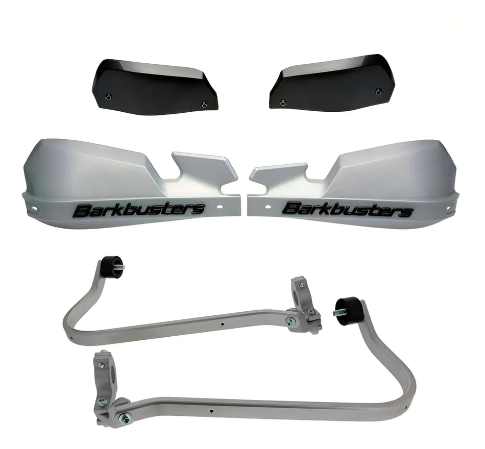 CUBRE PUÑOS ALUMINIO KAWASAKI KLR 650 G3 22-25 - PLATEADO/NEGRO [INCLUYE PLASTICOS VPS] - BARKBUSTERS