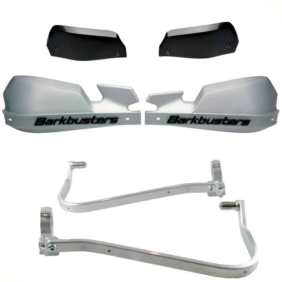 CUBRE PUÑOS ALUMINIO DUCATI SCRAMBLER 1100 [TODAS LAS VERSIONES] - PLATEADO/NEGRO [INCLUYE PLASTICOS VPS] - BARKBUSTERS