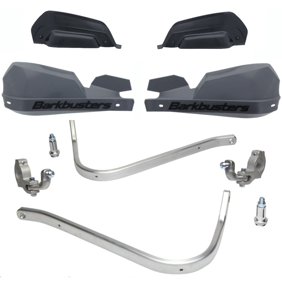 CUBRE PUÑOS ALUMINIO KAWASAKI VERSYS 1000 15-18 - HUSQVARNA TE 125/250/300 - FE 250/350/450/501 - FC 250/350/450 - KTM EXC 125/250/300 - EXC-F 250/350/450/500 - GRIS/NEGRO (INCLUYE PLASTICOS VPS) - BARKBUSTERS