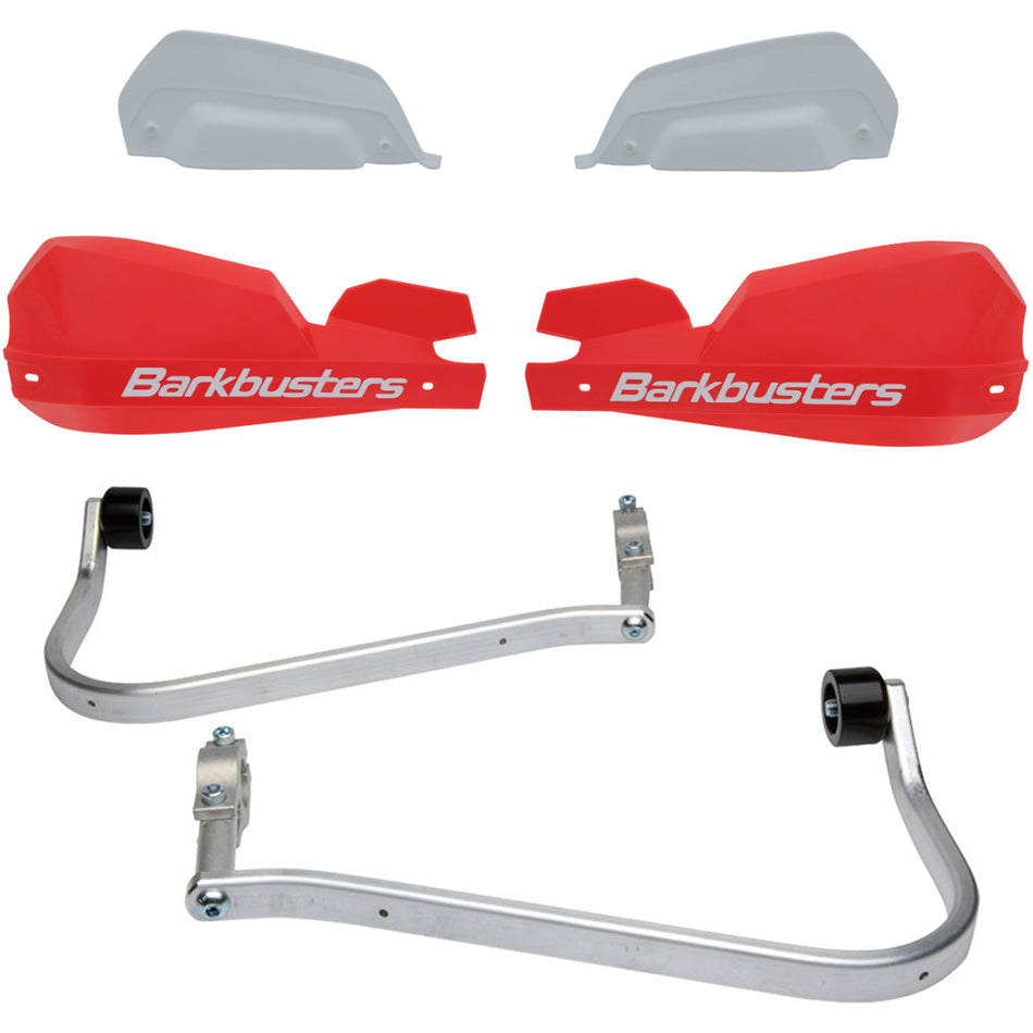 CUBRE PUÑOS ALUMINIO KAWASAKI VERSYS 650 06-25 - ROJO/BLANCO (INCLUYE PLASTICOS VPS) - BARKBUSTERS