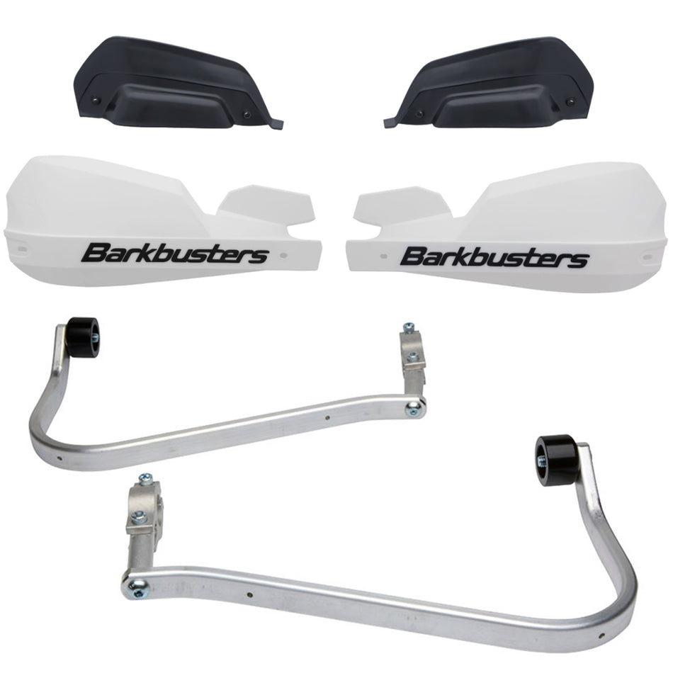 CUBRE PUÑOS ALUMINIO KAWASAKI VERSYS 650 06-25 - BLANCO/NEGRO (INCLUYE PLASTICOS VPS) - BARKBUSTERS