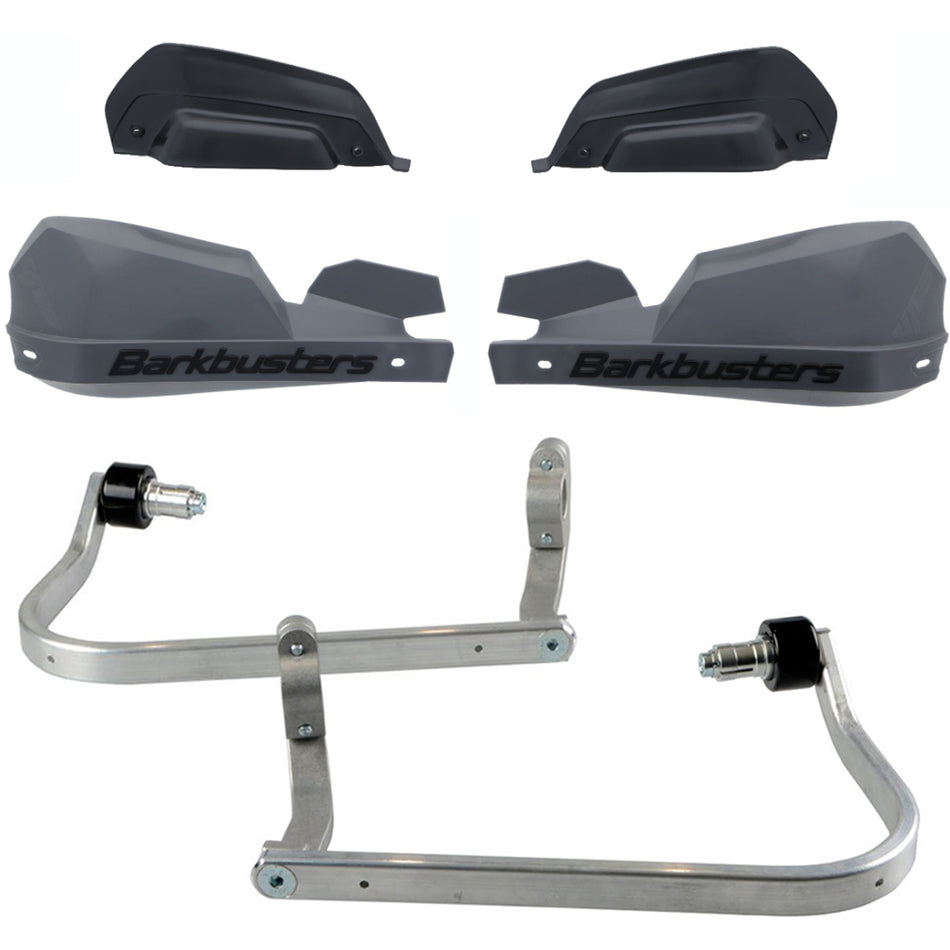 CUBRE PUÑOS ALUMINIO KAWASAKI VERSYS-X 250 - VERSYS-X 300 - GRIS/NEGRO (INCLUYE PLASTICOS VPS) - BARKBUSTERS