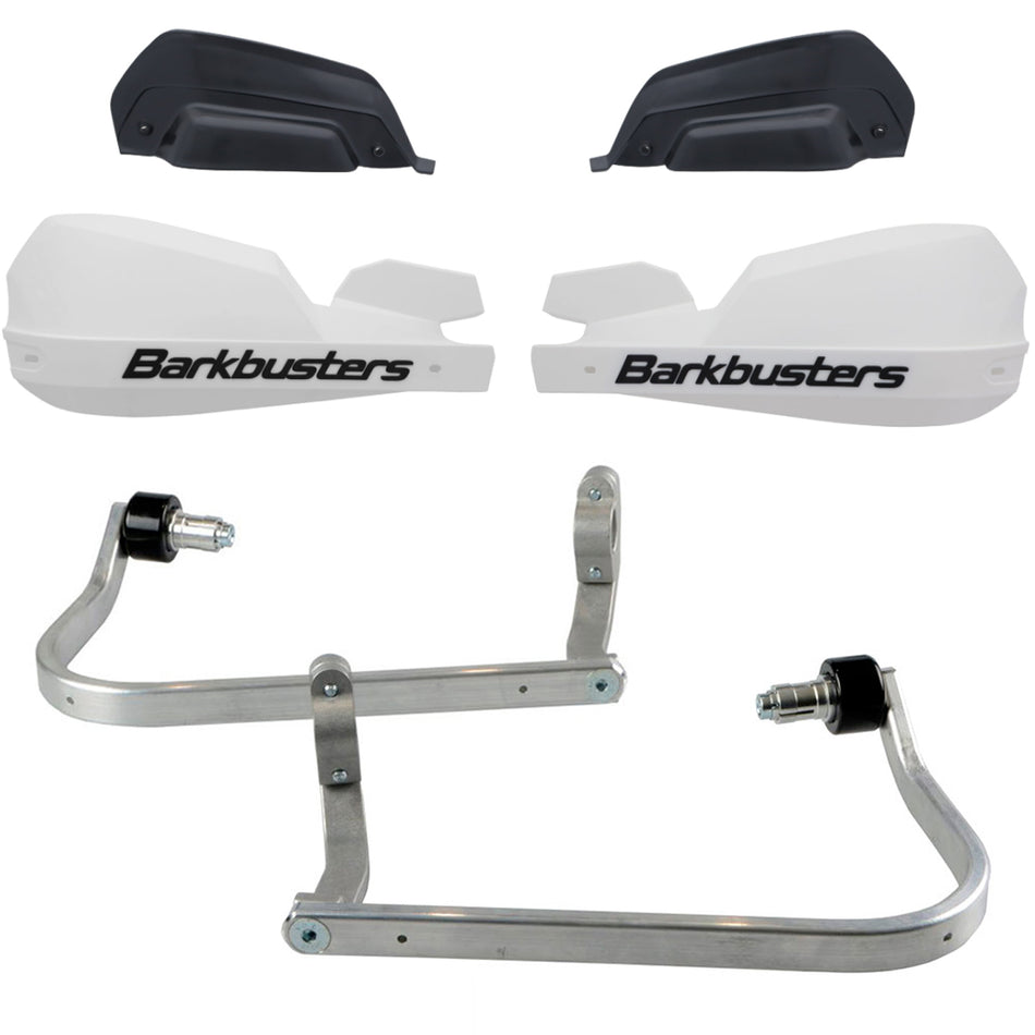 CUBRE PUÑOS ALUMINIO KAWASAKI VERSYS-X 250 - VERSYS-X 300 - BLANCO/NEGRO (INCLUYE PLASTICOS VPS) - BARKBUSTERS