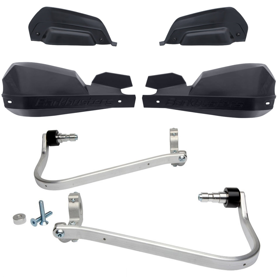 CUBRE PUÑOS ALUMINIO BMW G 310 GS - SUZUKI DL V-STROM 1000/650 - HONDA NC 700/750X - CB 500X 13-15 - XL 1000 V VARADERO - VFR CROSSTOURER 1200 X - KAWASAKI KLZ VERSYS 1000 12-14 - NEGRO/NEGRO (INCLUYE PLASTICOS VPS) - BARKBUSTERS