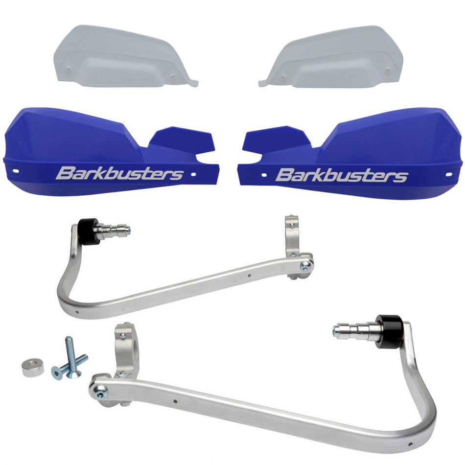 CUBRE PUÑOS ALUMINIO BMW G 310 GS - SUZUKI DL V-STROM 1000/650 - HONDA NC 700/750X - CB 500X 13-15 - XL 1000 V VARADERO - VFR CROSSTOURER 1200 X - KAWASAKI KLZ VERSYS 1000 12-14 - AZUL/BLANCO (INCLUYE PLASTICOS VPS) - BARKBUSTERS