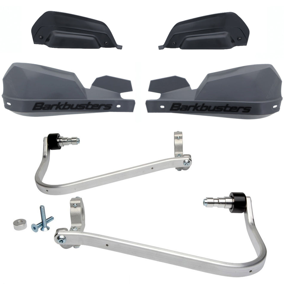 CUBRE PUÑOS ALUMINIO BMW G 310 GS - SUZUKI DL V-STROM 1000/650 - HONDA NC 700/750X - CB 500X 13-15 - XL 1000 V VARADERO - VFR CROSSTOURER 1200 X - KAWASAKI KLZ VERSYS 1000 12-14 - GRIS/NEGRO (INCLUYE PLASTICOS VPS) - BARKBUSTERS