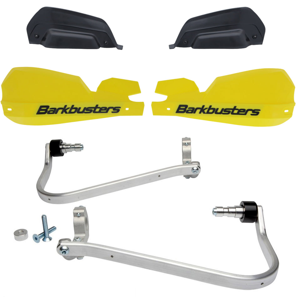 CUBRE PUÑOS ALUMINIO BMW G 310 GS - SUZUKI DL V-STROM 1000/650 - HONDA NC 700/750X - CB 500X 13-15 - XL 1000 V VARADERO - VFR CROSSTOURER 1200 X - KAWASAKI KLZ VERSYS 1000 12-14 - AMARILLO/NEGRO (INCLUYE PLASTICOS VPS) - BARKBUSTERS