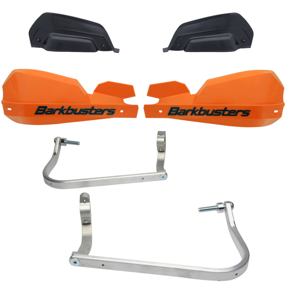 CUBRE PUÑOS ALUMINIO BMW R 1200 GS LC 13-18 - R 1200 GS LC ADVENTURE 14-19 - S 1000 XR - R 1200 R 15-18 - R 1250 R 19-24 - NARANJA/NEGRO [INCLUYE PLASTICOS VPS] - BARKBUSTERS