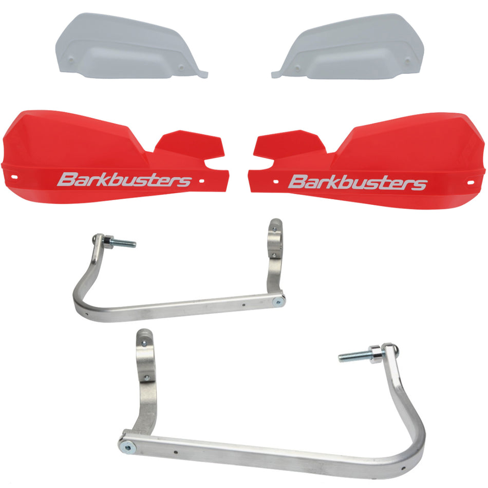 CUBRE PUÑOS ALUMINIO BMW R 1200 GS LC 13-18 - R 1200 GS LC ADVENTURE 14-19 - S 1000 XR - R 1200 R 15-18 - R 1250 R 19-24 - ROJO/BLANCO [INCLUYE PLASTICOS VPS] - BARKBUSTERS