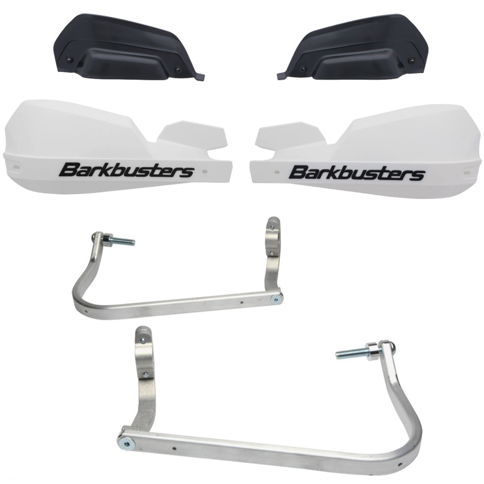 CUBRE PUÑOS ALUMINIO BMW R 1200 GS LC 13-18 - R 1200 GS LC ADVENTURE 14-19 - S 1000 XR - R 1200 R 15-18 - R 1250 R 19-24 - BLANCO/NEGRO [INCLUYE PLASTICOS VPS] - BARKBUSTERS