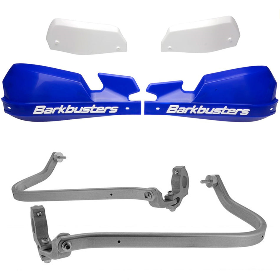 CUBRE PUÑOS ALUMINIO KTM 390 ADVENTURE - ROYAL ENFIELD HIMALAYAN 16-21 - BAJAJ DOMINAR 400 - YAMAHA XT 660R - AZUL/BLANCO (INCLUYE PLASTICOS VPS) - BARKBUSTERS